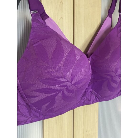 Cacique Fuchsia Botanical Leaf Print Bra Lightly Lined Size 46C Lingerie Sexy - Picture 2 of 5
